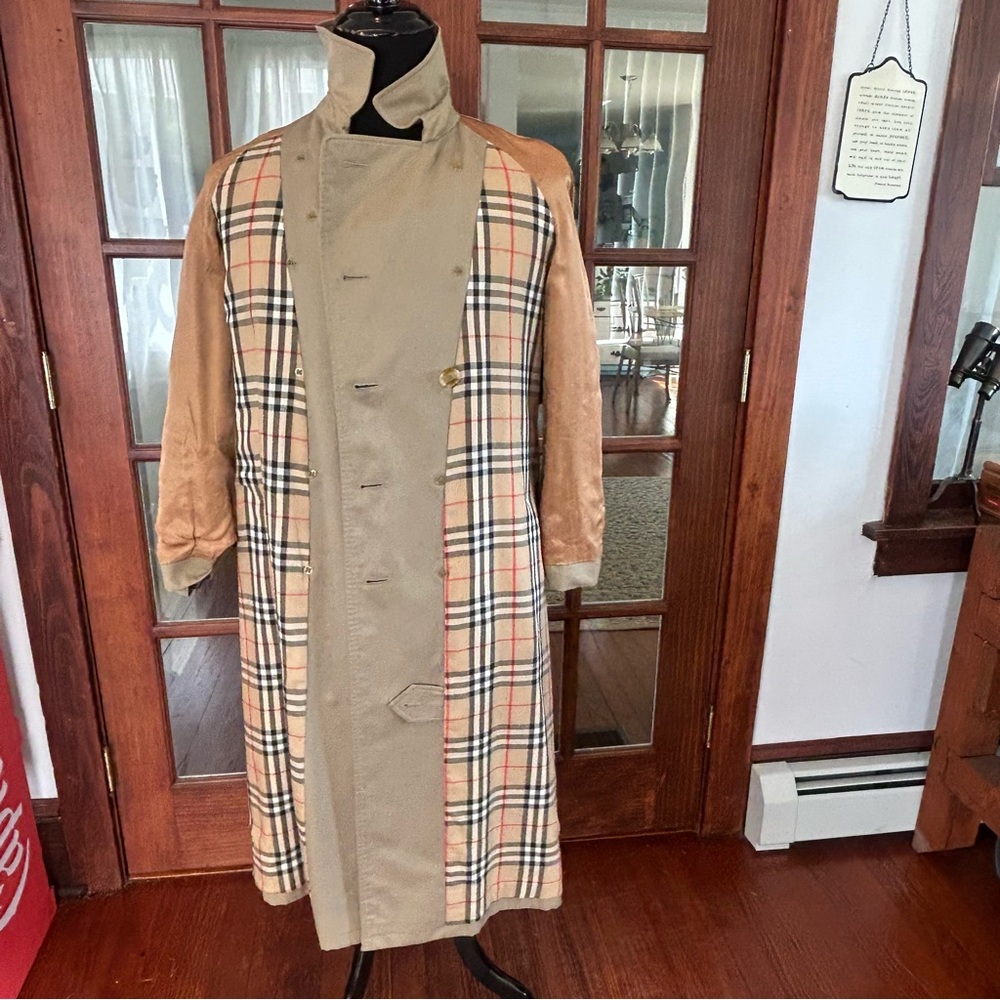 Vintage Burberry Burberrys Trench Coat Classic Double Breasted Woman's 10 Long - Picture 9 of 12